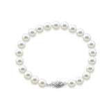 14K White Gold 8–9mm White Freshwater Cultured Pearl Bracelet, 7"