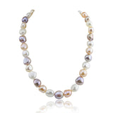 14K White Gold 10–13mm Multicolor Baroque Freshwater Cultured Pearl Necklace, 20"