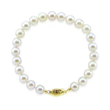 14K Yellow Gold 8–9mm White Freshwater Cultured Pearl Bracelet, 7"