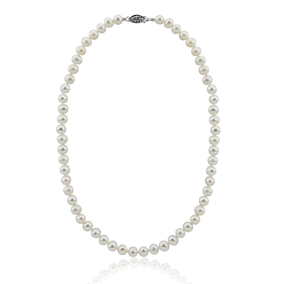 8–9mm White Freshwater Pearl Necklace, 20"