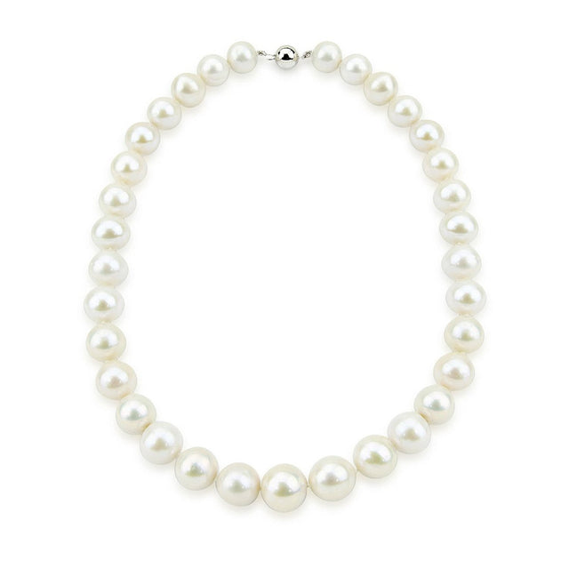 14K White Gold 11–14mm White Freshwater Cultured Pearl Necklace, 18"