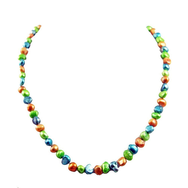 6–7mm Green Blue Brown Freshwater Pearl Necklace, 20"