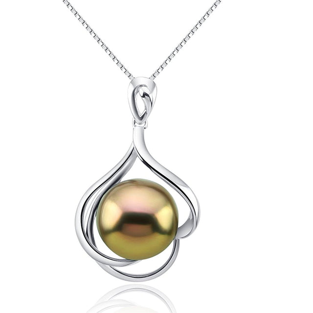 12–13mm Purple & Golden Freshwater Pearl Pendant, Sterling Silver