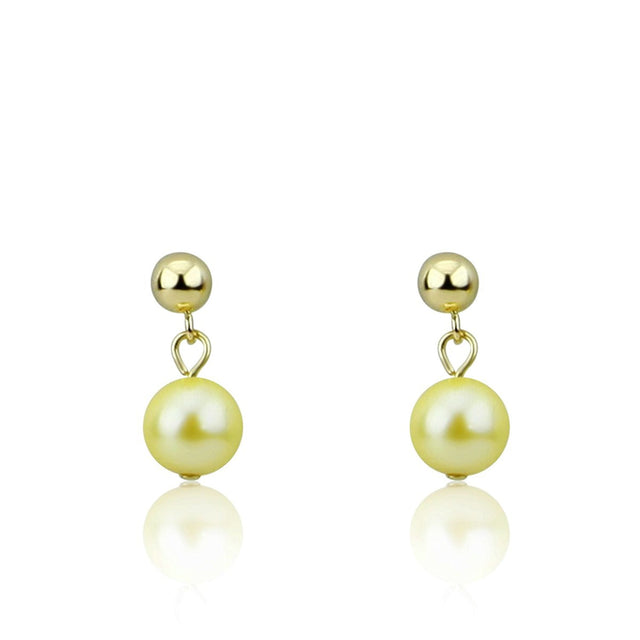 14K Yellow Gold 6.5–7mm Golden Akoya Cultured Pearl Drop Earrings