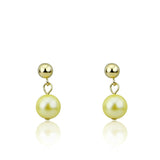 14K Yellow Gold 7–7.5mm Golden Akoya Cultured Pearl Necklace, 18", and Earring Set