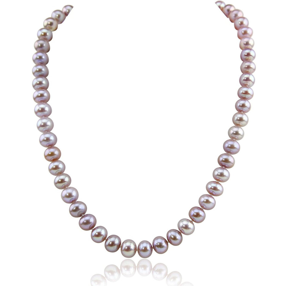 14K White Gold 8.5–9.5mm Lavender Freshwater Cultured Pearl Necklace, 18"