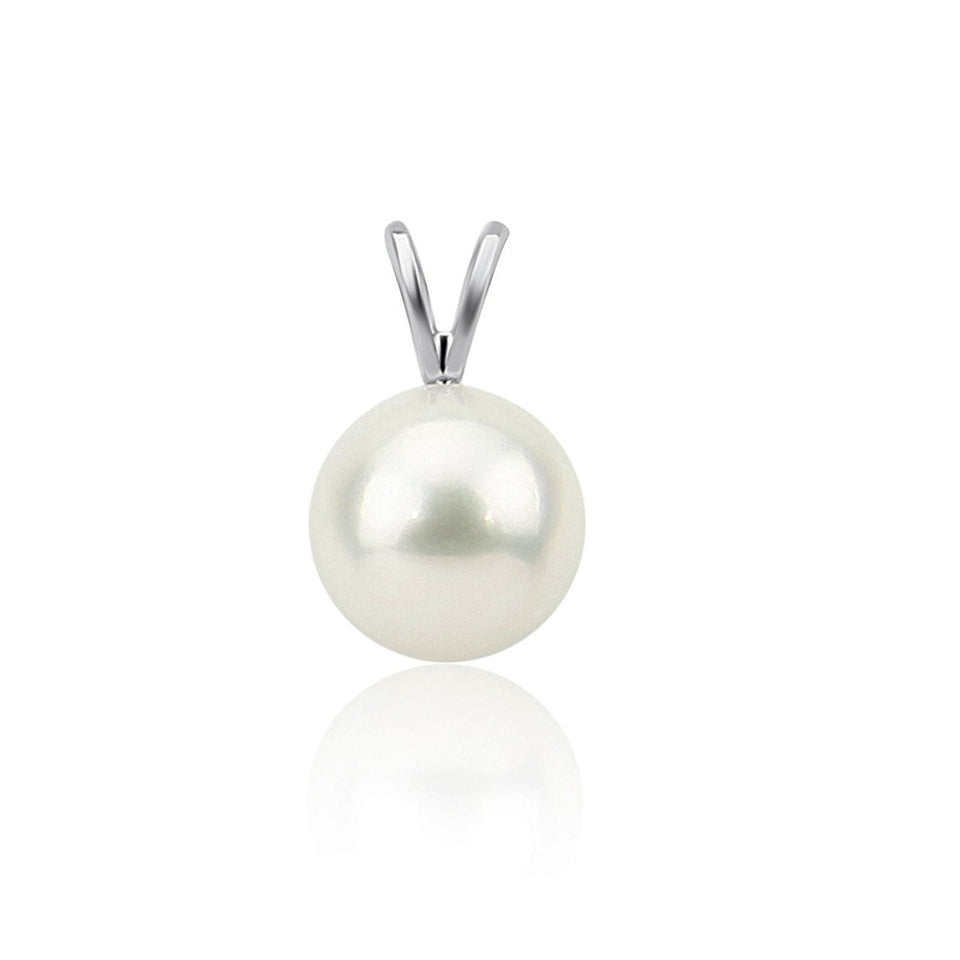 14K White Gold 7–7.5mm White Round Freshwater Cultured Pearl Pendant