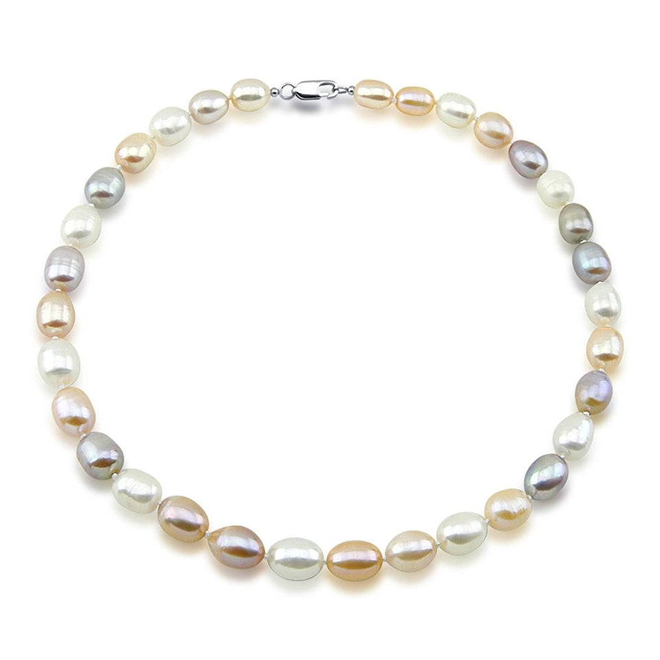 9–10mm Multicolor Rice Freshwater Pearl Necklace, 18"
