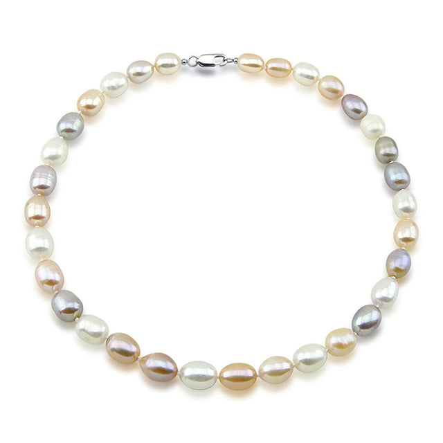 9–10mm Multicolor Rice Freshwater Pearl Necklace, 18"