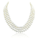 3-Row 6.5–7.5mm White Freshwater Cultured Pearl Necklace, 16.5", 17" and 18"
