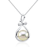 12–13mm White Freshwater Cultured Pearl Pendant with Sterling Silver Ribbon Style