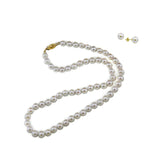 14K Gold 7–7.5mm Akoya Pearl Necklace & Stud Earrings Set