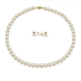 14K Yellow Gold 8–9mm White Freshwater Cultured Pearl Necklace, 18", and Earring Set