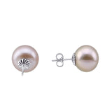 14K White Gold 12–13mm Purple Freshwater Cultured Pearl Stud Earrings