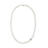 7–8mm White Freshwater Cultured Pearl Necklace, 17", with Four-Leaf Flower