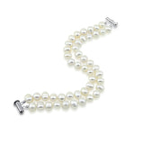2-Row 8–9mm White Freshwater Pearl Bracelet, 7.5"