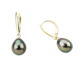 14K Yellow Gold 9–10mm Baroque Tahitian Cultured Pearl Leverback Earrings