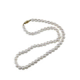 14K Yellow Gold AA 7.0-7.5mm White Akoya Cultured Pearl High Luster Necklace 18" and Stud Earring Set
