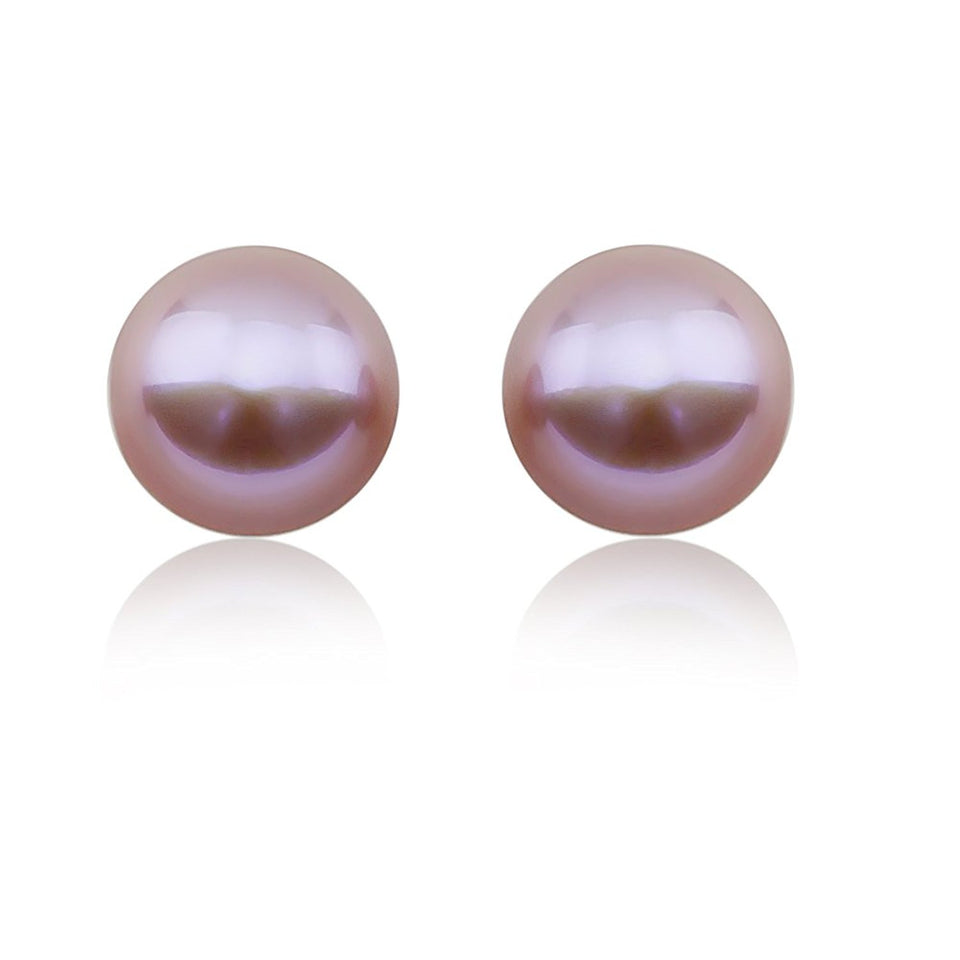 14K White Gold 12–13mm Purple Freshwater Cultured Pearl Stud Earrings