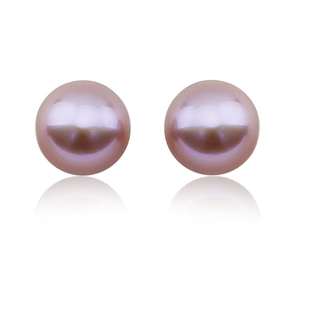 14K White Gold 12–13mm Purple Freshwater Cultured Pearl Stud Earrings