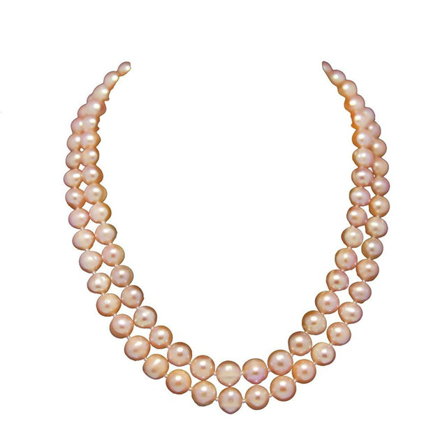 2-Row 9–10mm Pink Freshwater Cultured Pearl Necklace, 17" and 18.5"