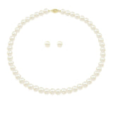 14K Yellow Gold 7.5–8mm White Freshwater Cultured Pearl Necklace and Earrings Set, 20"