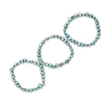 Genuine Freshwater Cultured Pearl 7-8mm Aegean Blue Stretch Bracelets with Base Metal Beads (Set of 3), 7.5"