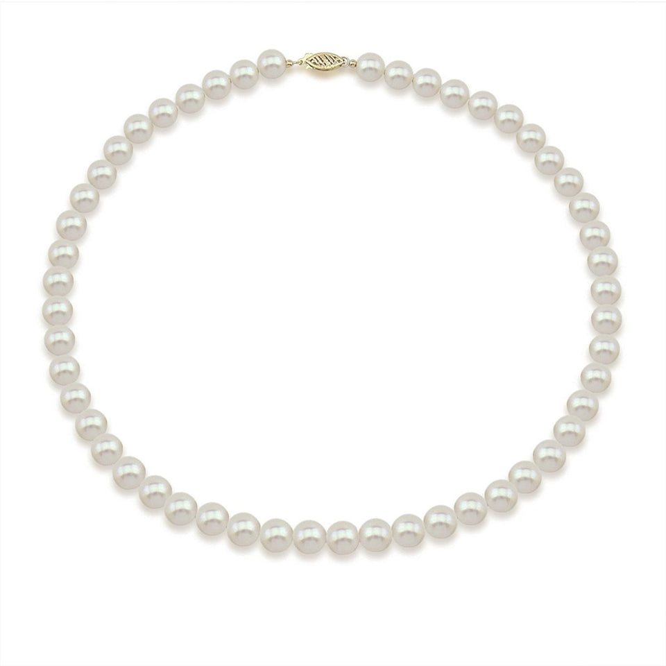 14K Gold 6.5–7mm White Freshwater Pearl Necklace, 17"