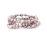 7–8mm Misty Rose-Lavender Pearl Stretch Bracelets, Set of 3