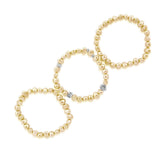 7–8mm Champagne Freshwater Cultured Pearl Stretch Bracelets with Base Beads, Set of 3, 7.5"