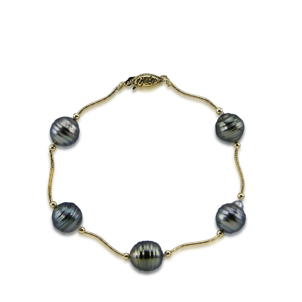 14K Gold 10–11mm Tahitian Pearl Bracelet, 7.5"