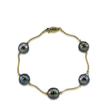 14K Gold 10–11mm Tahitian Pearl Bracelet, 7.5"