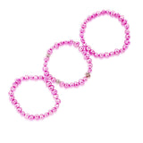 Genuine Freshwater Cultured Pearl 7-8mm Dark Pink Stretch Bracelets with Base Metal Beads (Set of 3), 7.5" — product view 2