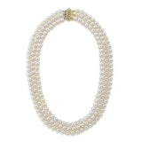 14K Yellow Gold Triple-Strand 6–6.5mm White Saltwater Akoya Cultured Pearl Necklace, 20"