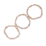 Genuine Freshwater Cultured Pearl 7-8mm Misty Rose-Lavender Stretch Bracelets with Base Beads (Set of 3), 7.5" — product view 2