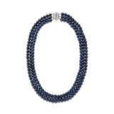 14K White Gold Triple-Strand 5.5–6mm Black Saltwater Akoya Cultured Pearl Necklace, 17"
