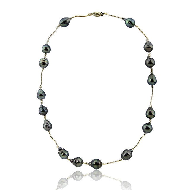 14K Gold Tahitian Pearl Necklace, 18"