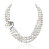 3-Row White Freshwater Pearl Necklace, 16.5–18"