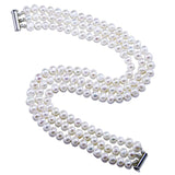3-Row 6.5–7.5mm White Freshwater Cultured Pearl Choker Necklace, 15"