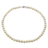 14K White Gold 7–7.5mm White Akoya Cultured Pearl Necklace, 18", and Stud Earring Set