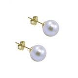 14K Yellow Gold 6.5–7mm White Round Freshwater Cultured Pearl Stud Earrings
