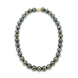 11–13mm Black Tahitian Cultured Pearl Necklace, 17.5", with 14K Yellow and White Gold Clasp