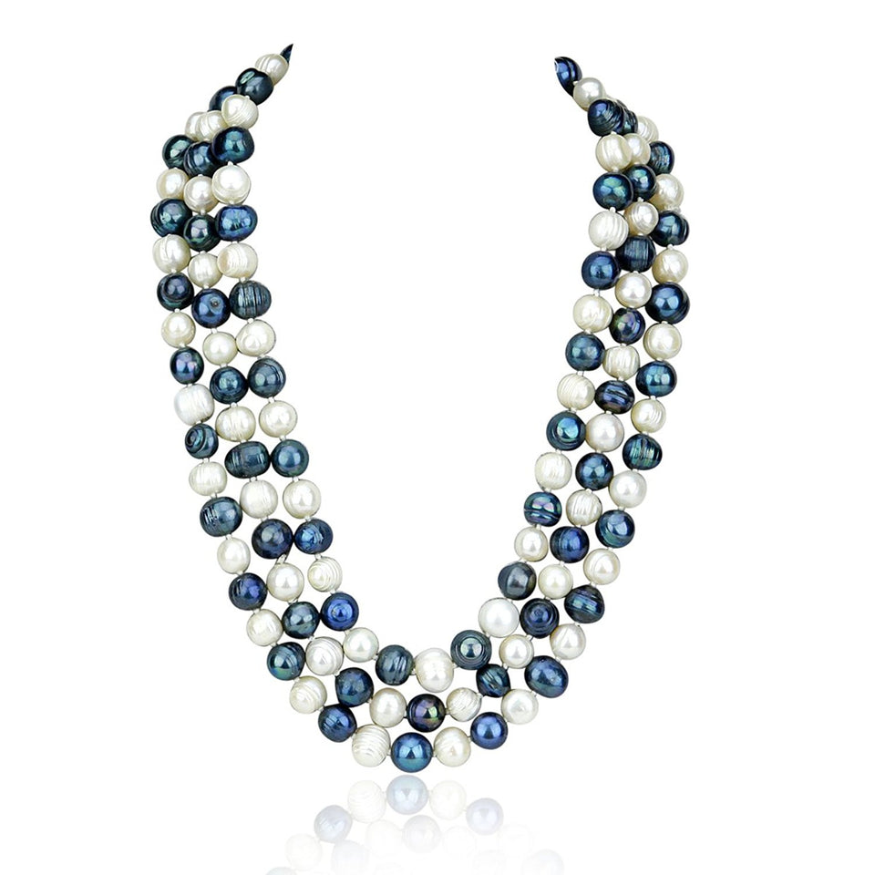White & Black 56-Inch Pearl Endless Necklace