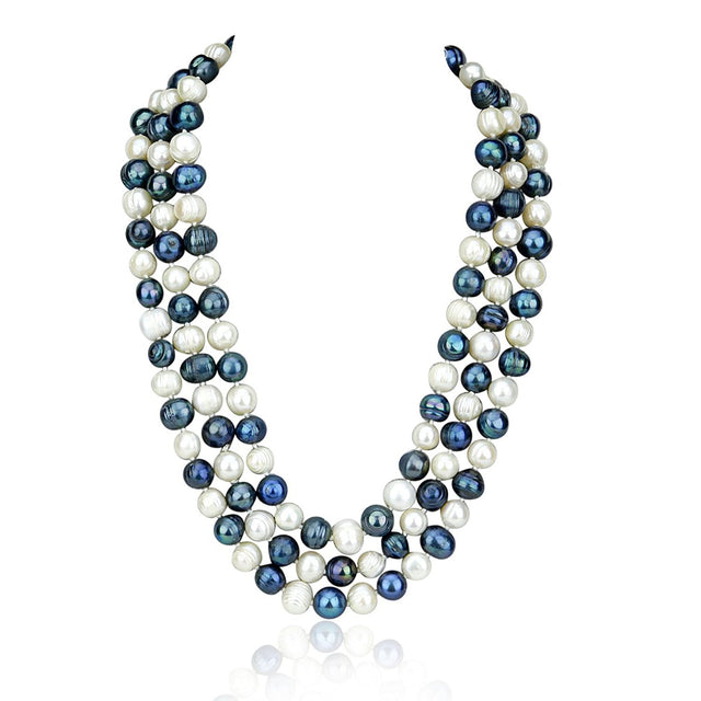 White & Black 56-Inch Pearl Endless Necklace