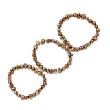 7–8mm Brown Freshwater Cultured Pearl Stretch Bracelets with Base Beads, Set of 3, 7.5"