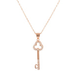 Rose-Gold-Flashed Silver CZ Pavé Key Pendant with 18" Chain