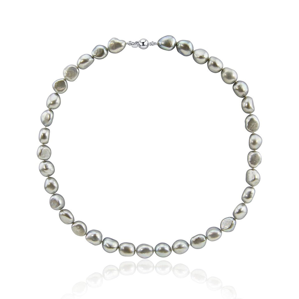 10–11mm Grey Baroque Freshwater Cultured Pearl Necklace, 20"