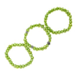 7–8mm Green Freshwater Cultured Pearl Stretch Bracelet Set of 3, 7.5"