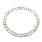 Sterling Silver 2-Row 8–9mm White Freshwater Cultured Pearl Necklace, 17–18"