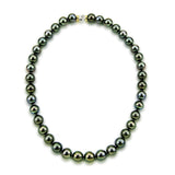 11–12mm Black Tahitian Cultured Pearl Necklace, 18", with 14K Yellow and White Gold Clasp